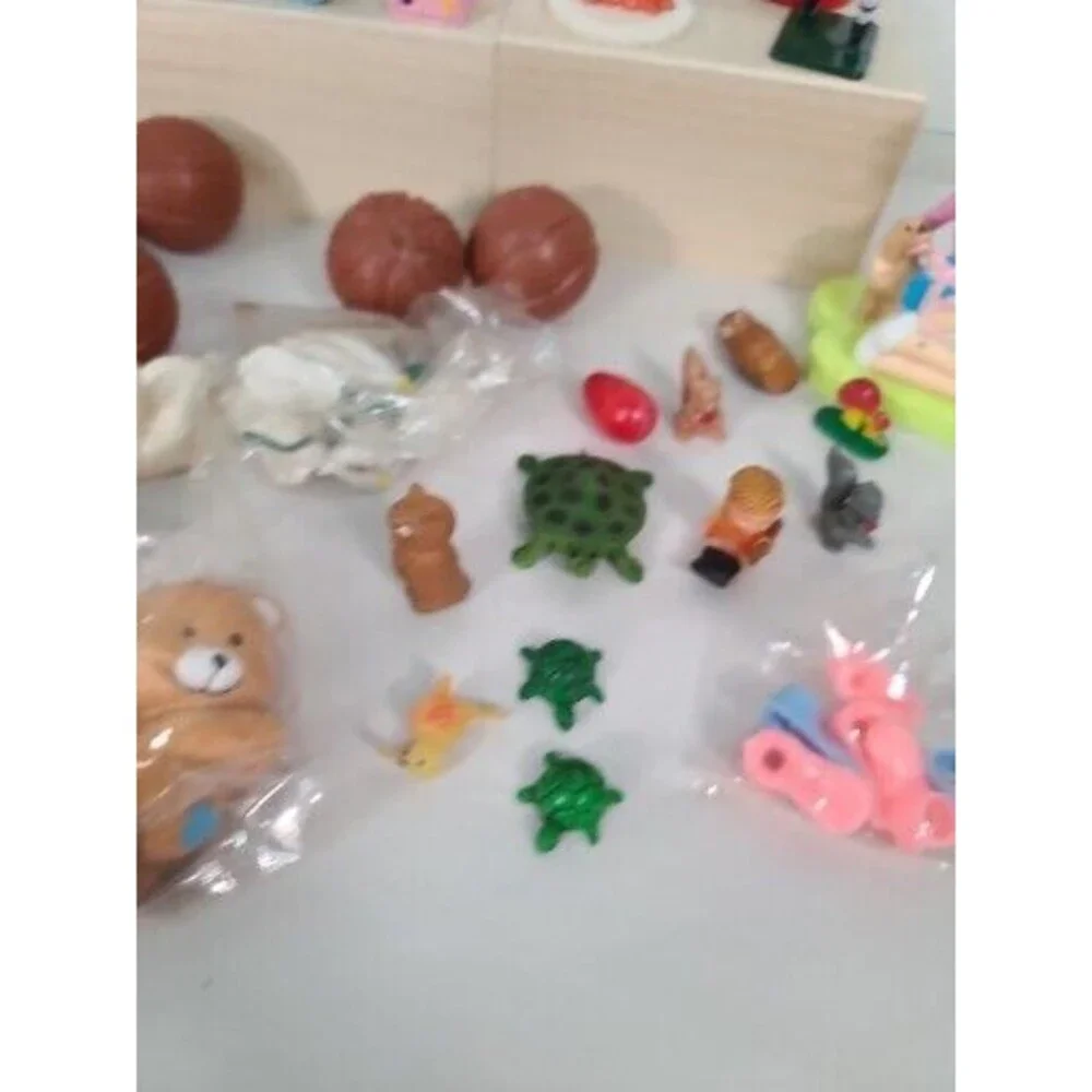 Vintage LOT of 40+ pcs. Hard Plastic Big Bird,golf,baby, Barbie, Bears,balls....